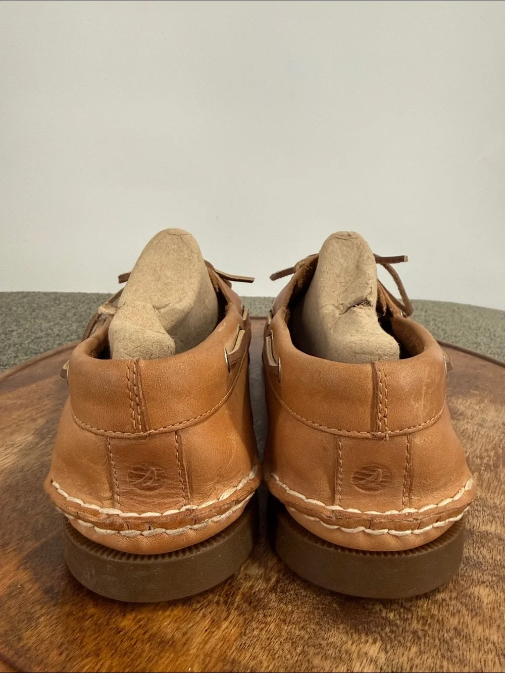 Sperry Shoes Mens 14 Tan Leather Boat 2 Eye Top Sider Slip On Loafer Classic